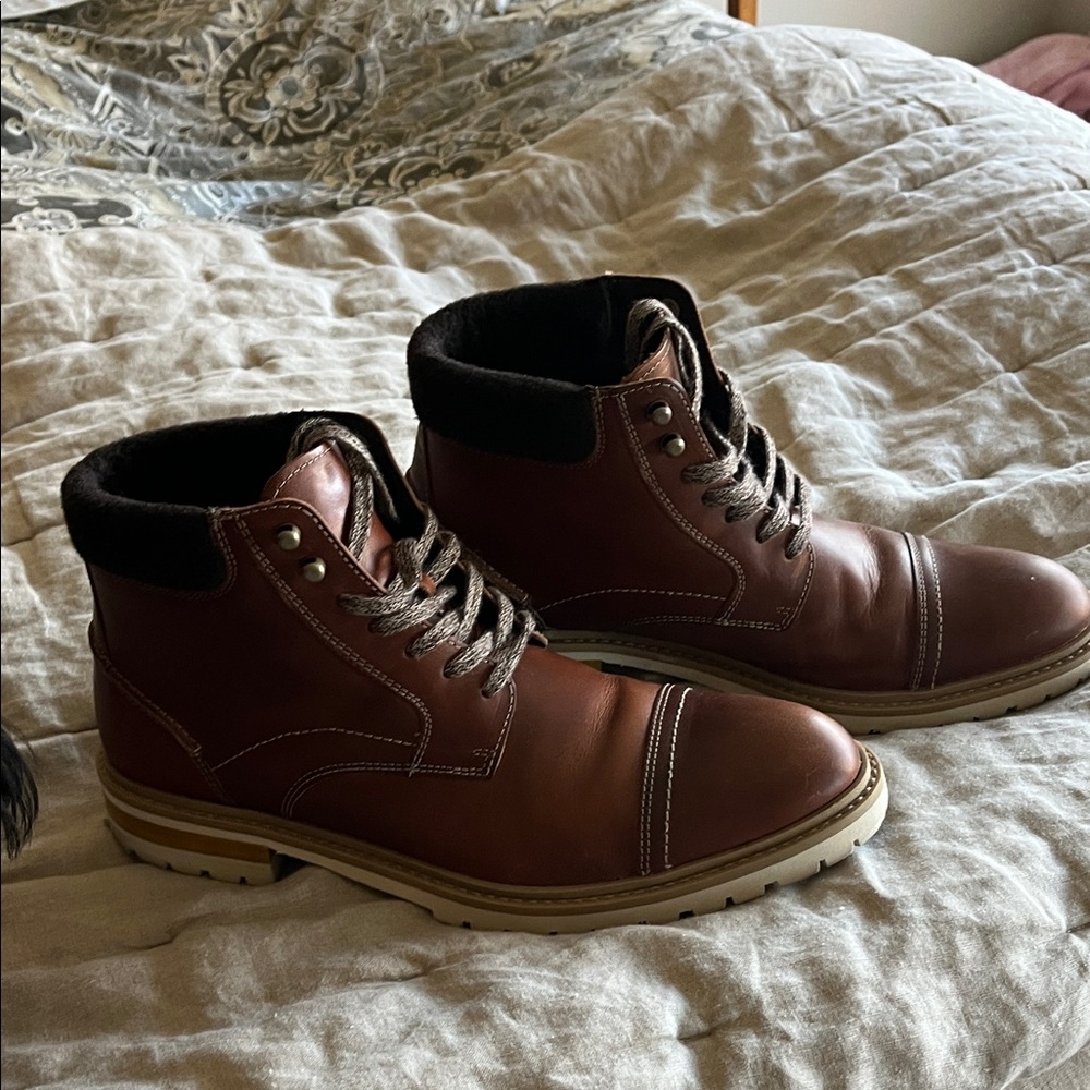 Johnston and Murphy -Men's Brown Leather Lace-Up Ankle Boots